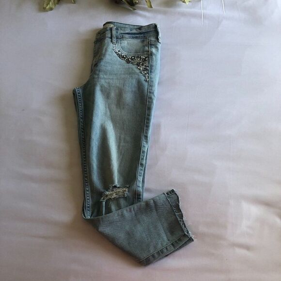 Abercrombie & Fitch Bling Jeans Light Wash Size 4R - Picture 4 of 5